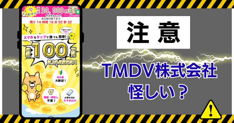 TMDV株式会社の副業は怪しい？スマホをタップで月収100万円稼げるか調査！